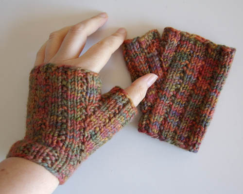2 needle fingerless mittens free pattern